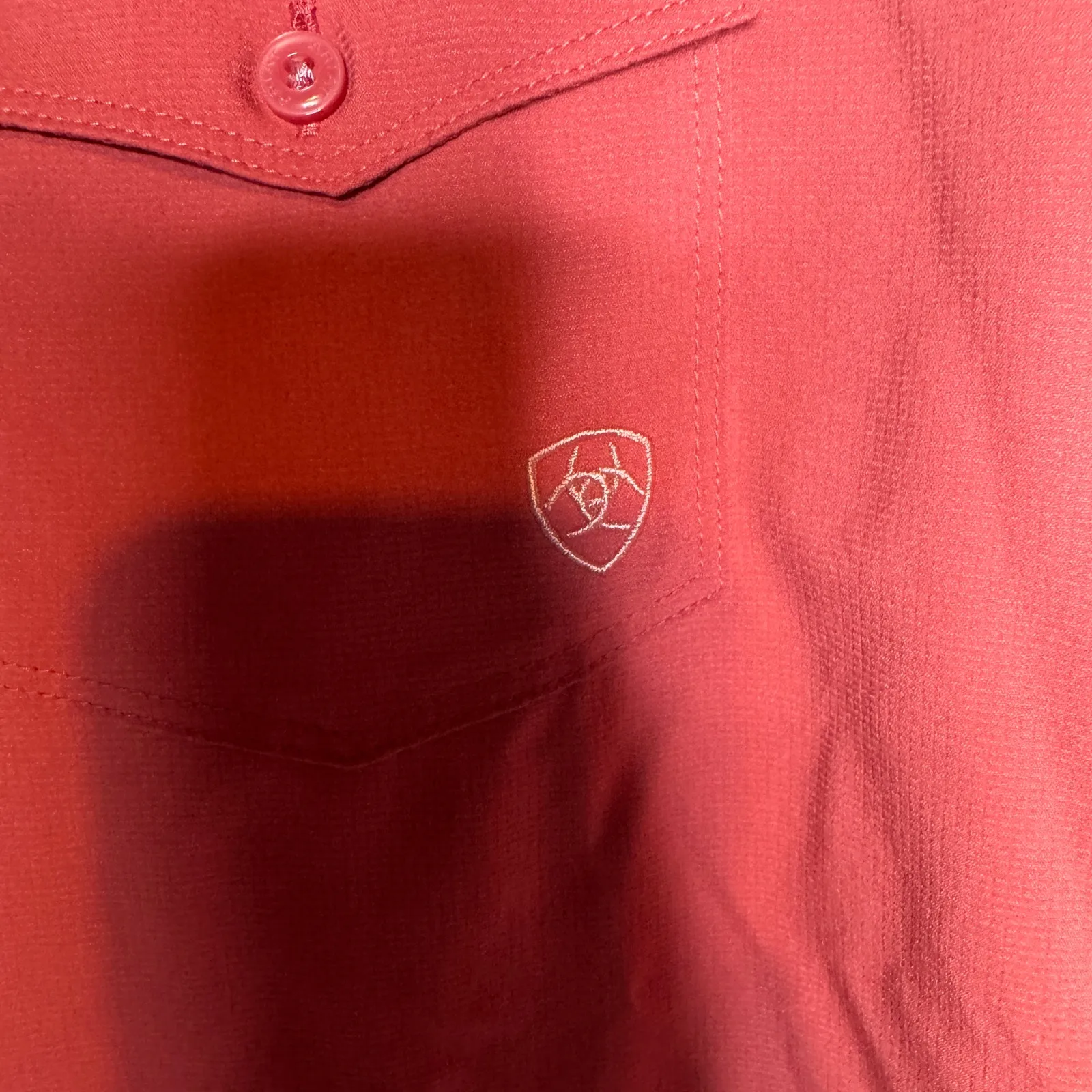 AriatTEK Short Sleeve Button Shirt Coral VentTEK Performance Western XL - Image 3