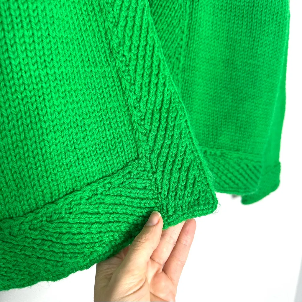 Vintage Hand Knit Wool Cardigan Sweater Green Shrug Sz S Grandmacore Indie - Image 4