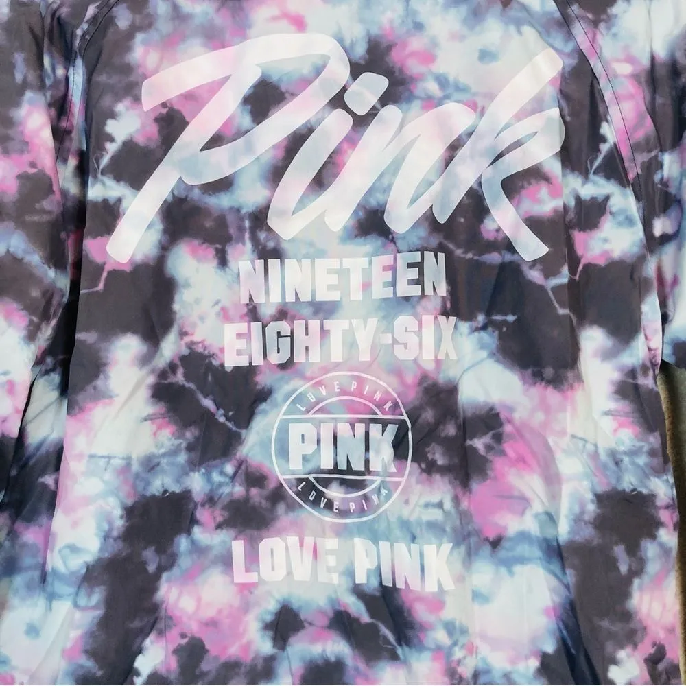 Victoria's Secret Pink Windbreaker Snap Button Coat Jacket Tye Dye Purple Sz XS‎ - Image 4