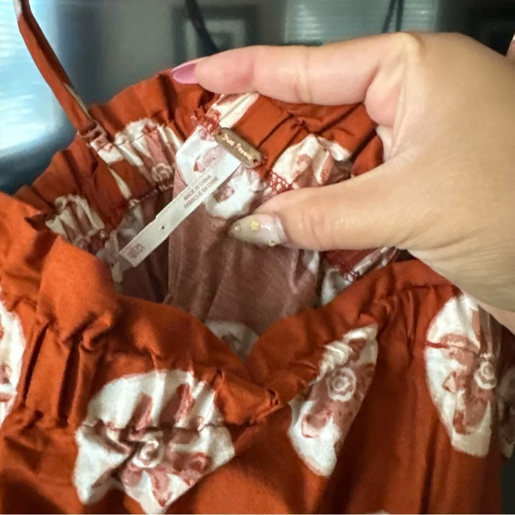 Free People Leanna Floral Burnt Orange Tube Maxi Dress - Image 8