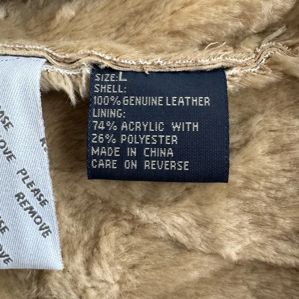 Bailey’s Point Tan Khaki Genuine Suede Faux Fur Collar Jacket Coat Size Large - Image 8