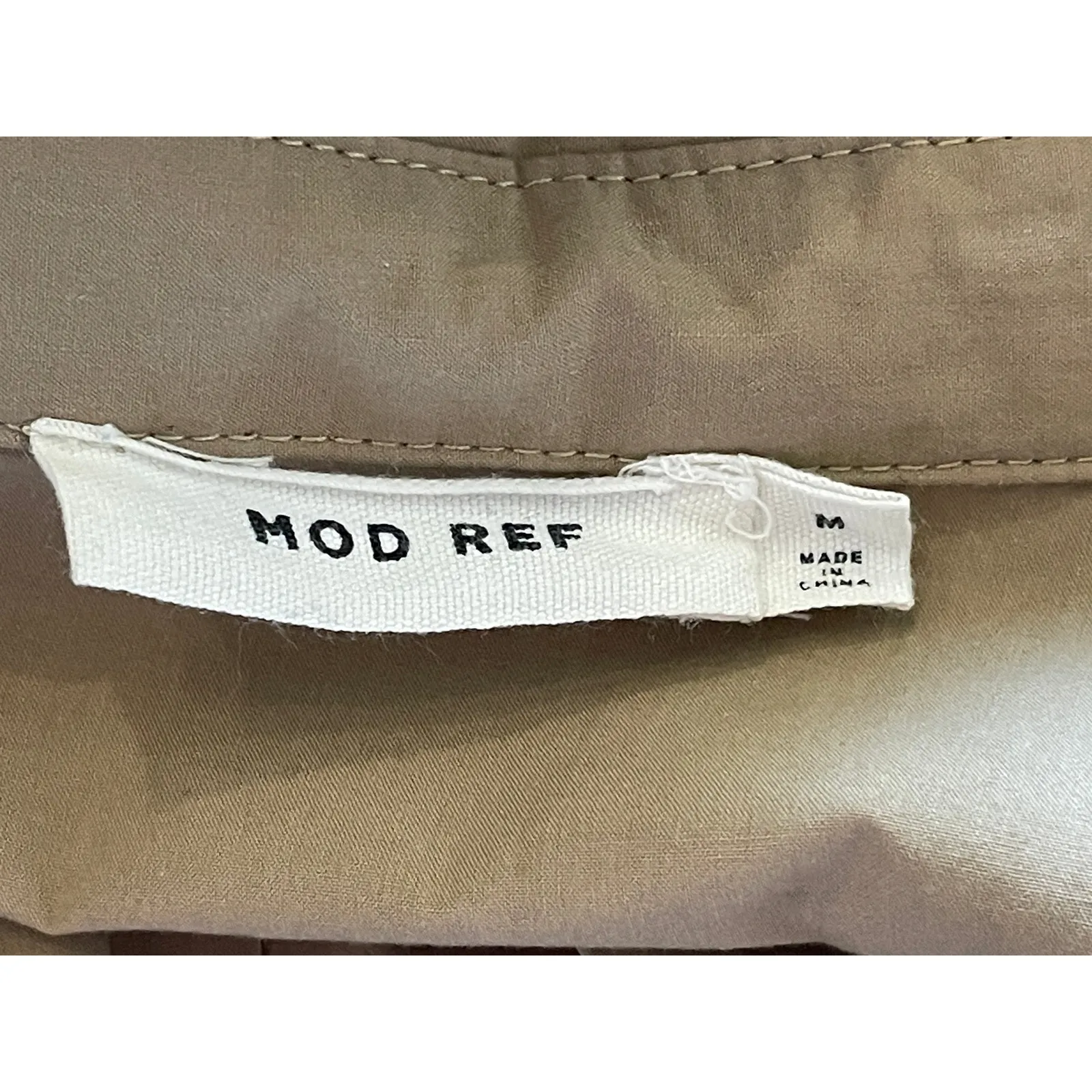 MOD REF Button Front Khaki Cotton Shirt Dress Medium - Image 3