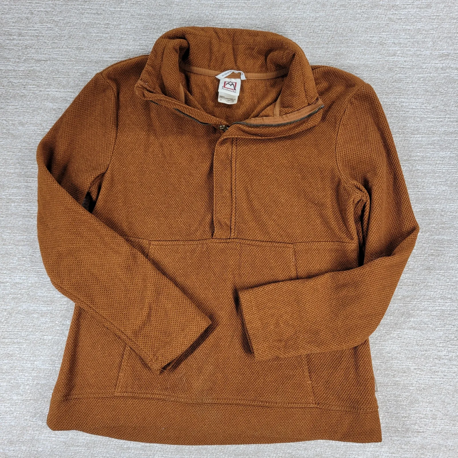 Avalanche Fleece Womens Small Rust Brown Quarter Zip Textured Pullover Top - Image 11