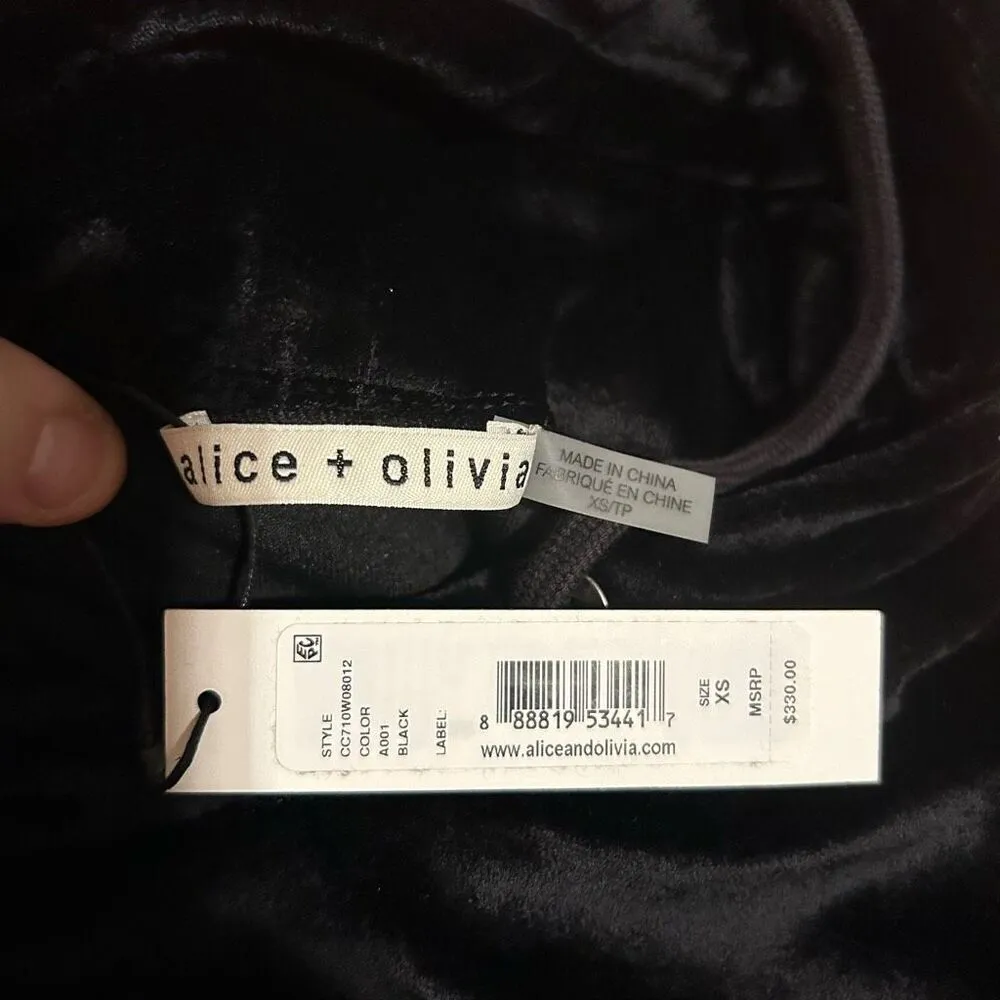 Alice‎ + Olivia black velour hoodie kangaroo pocket size XS NEW - Image 8