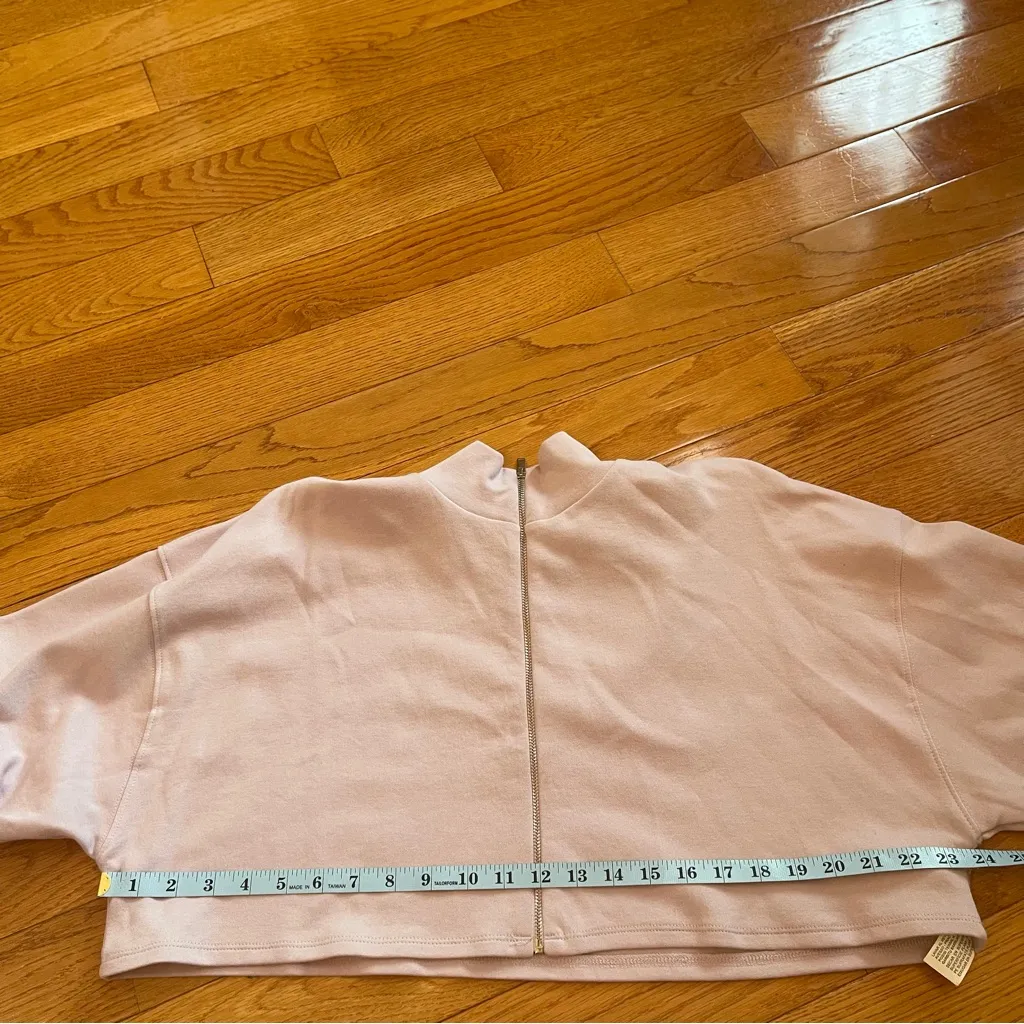 Zara Jersey wide leg pants and zip up jacket set cotton blend light pink Sz L - Image 12