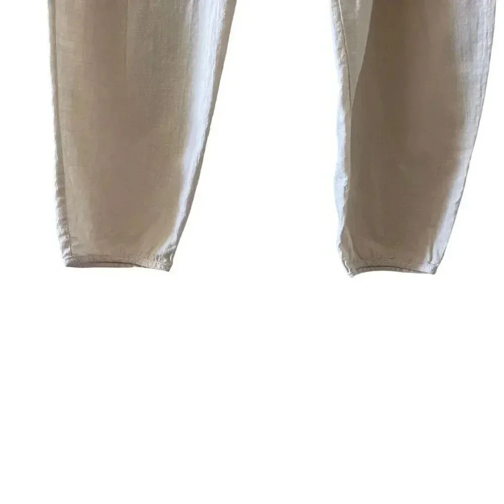 Zanzea Collection Ivory Elastic Waist Pull On Wide Leg Y2K Capri High SZ L #1274 - Image 4