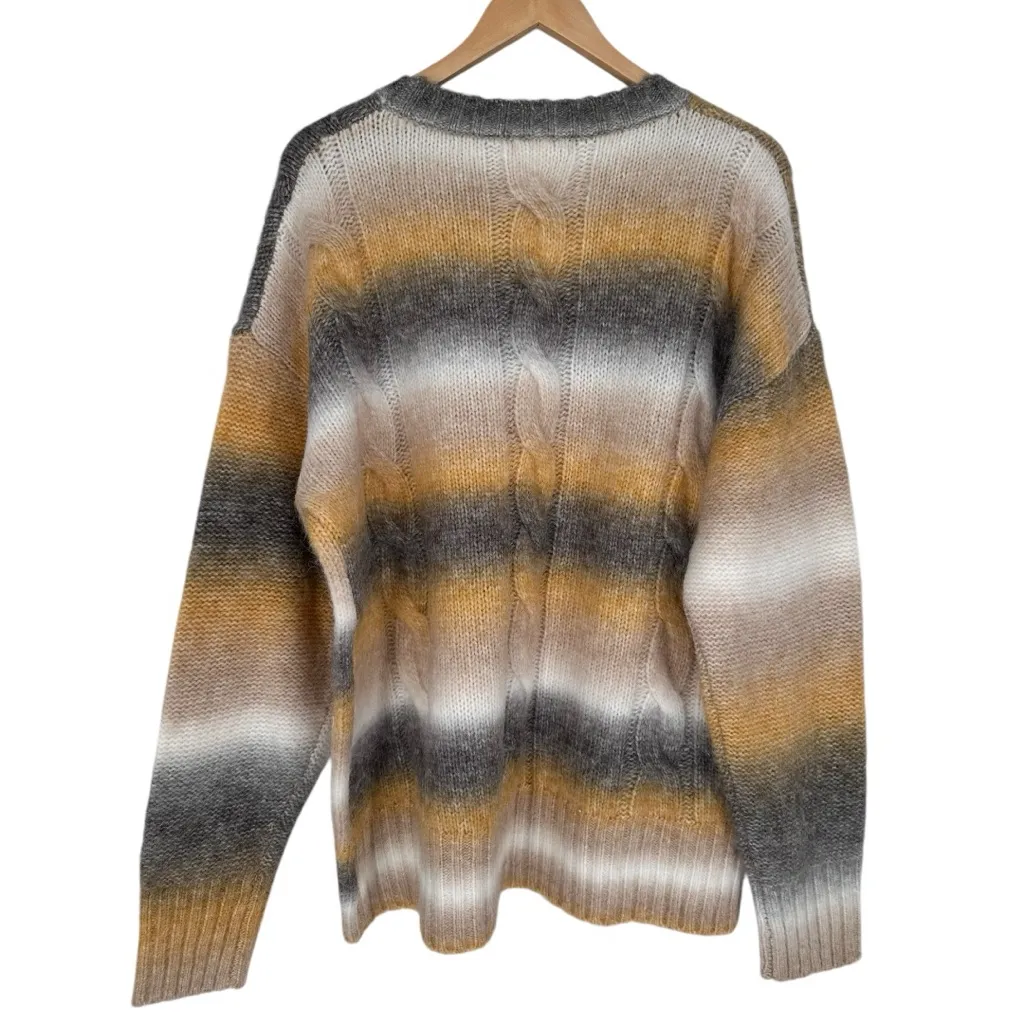 And The Why Striped Fuzzy Sweater size 1X/2X NWT Long Sleeve Grey White Yellow Gray - Image 10