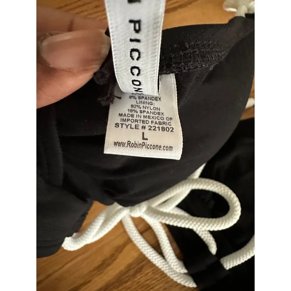 Robin Piccone Emma Black Bikini Top Swimwear Nylon/Spandex Blend L - Image 7