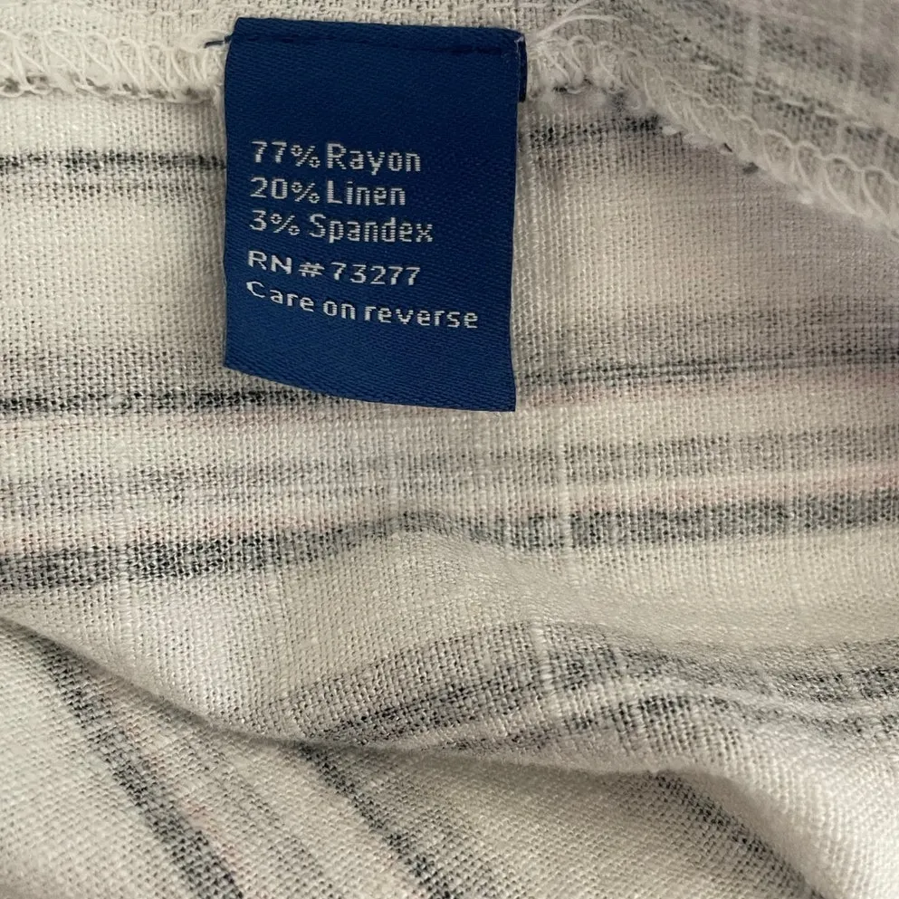 Apt‎ 9 Women Shift Dress 14 Neutral Striped Linen Blend Coastal Office Travel - Image 8