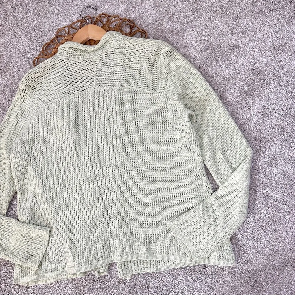 Eileen Fisher Cardigan Chunky Knit Sweater Open Front Cotton Mint Green Size M - Image 8