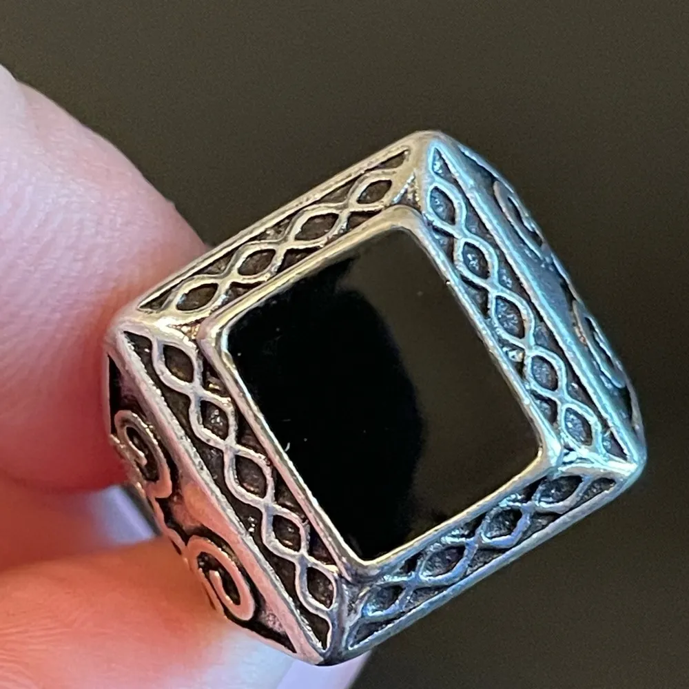 Natural obsidian S925 sterling silver ring size 8 - Image 6