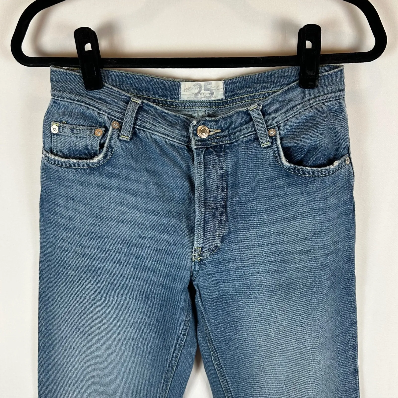 We The Free‎ Maggie Button Fly Denim Cropped Jeans Womens Size 25 Frayed Hem - Image 9