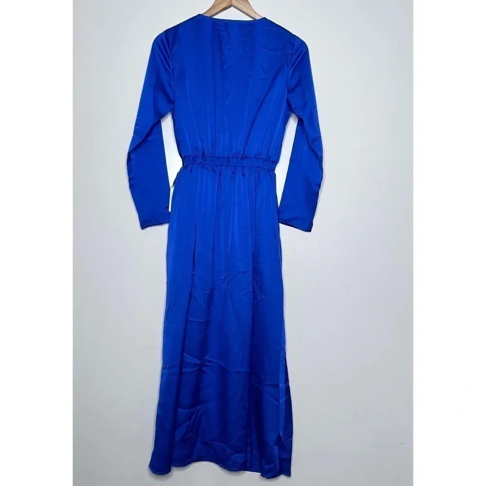 NSR / Napean Sea Rd Nordstrom NWT Royal Blue Faux Wrap Maxi Dress Size Small - Image 2