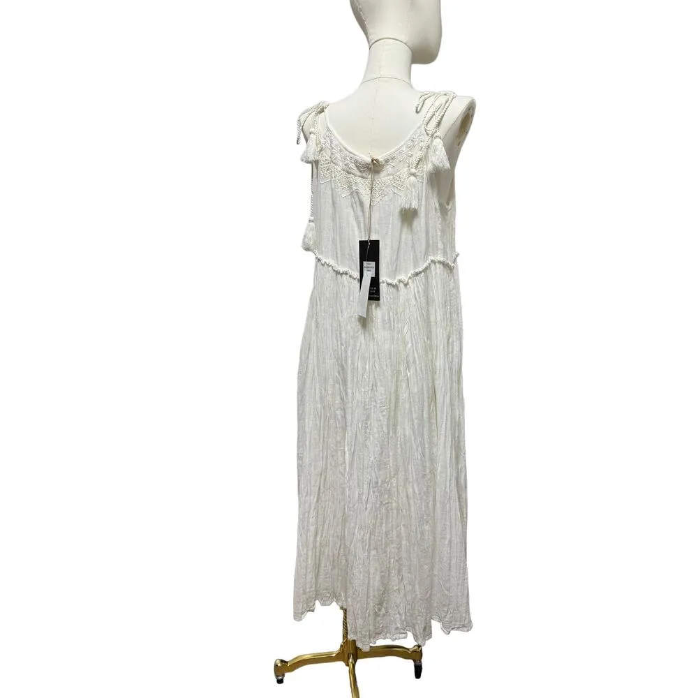 Talisman Raja Maxi White Dress Size Small Bohohemian Summer Beach Vacation Maxi - Image 4