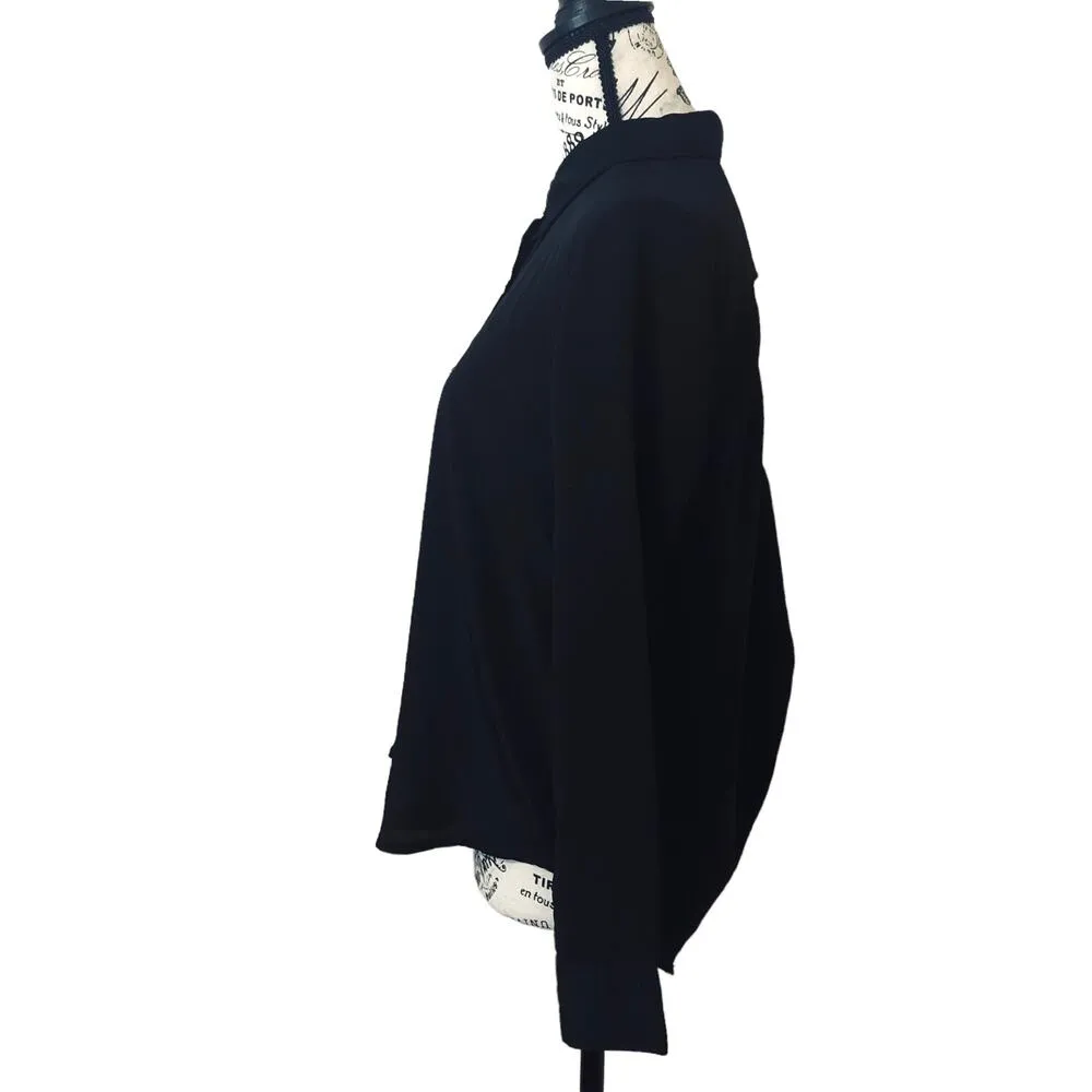 Forever 21 SMALL Back Cut Out Detail Long Sleeve Collared Front Button Up Top - Image 2