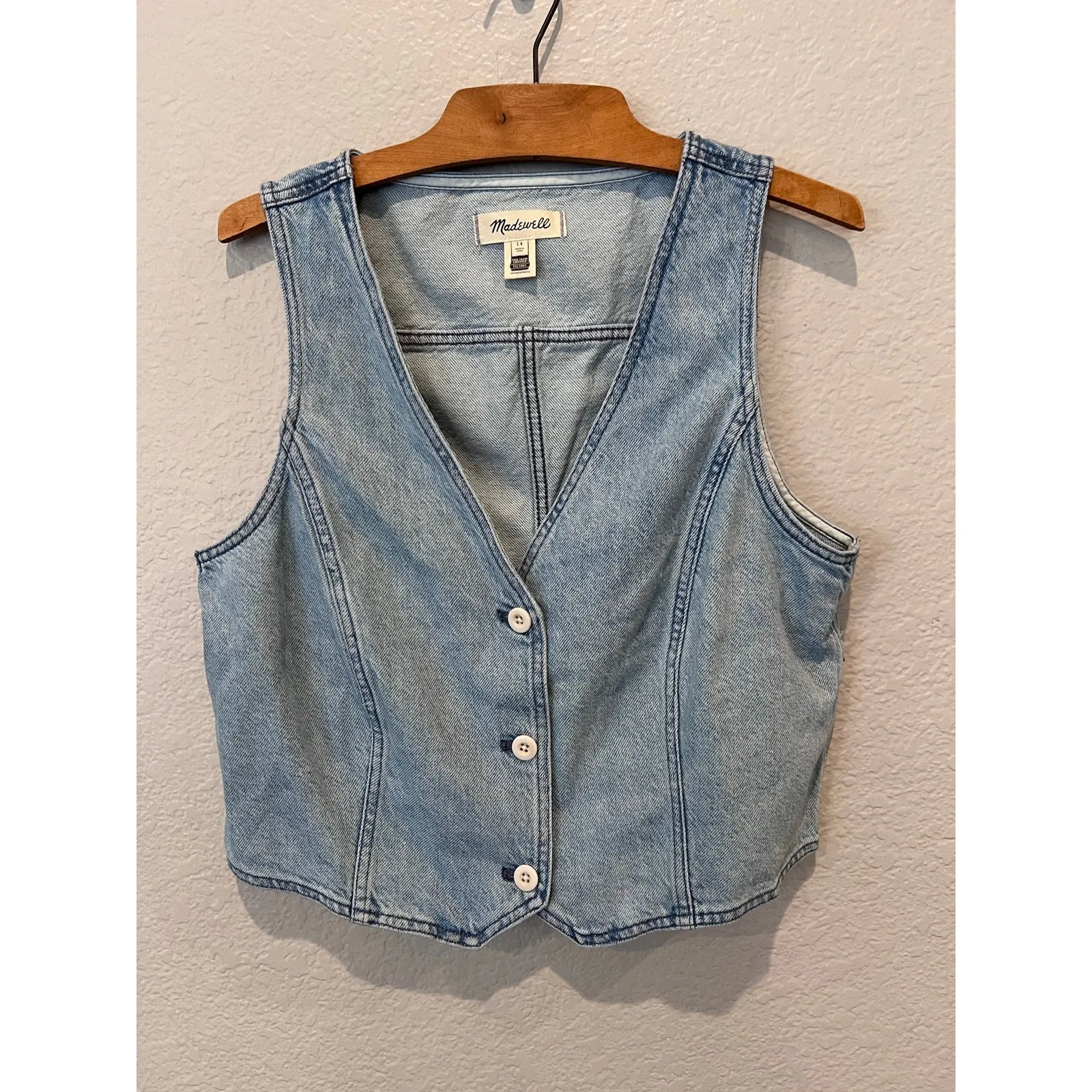 Madewell Cotton-Hemp Denim Katrina Crop Vest Top Size 14 - Image 10