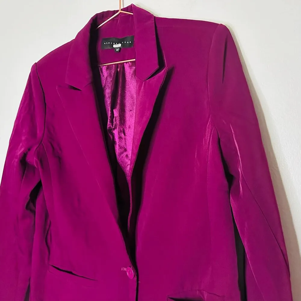 ENDLESS ROSE Purple Jewel Toned Single Button Breasted Blazer Size Medium - Image 5
