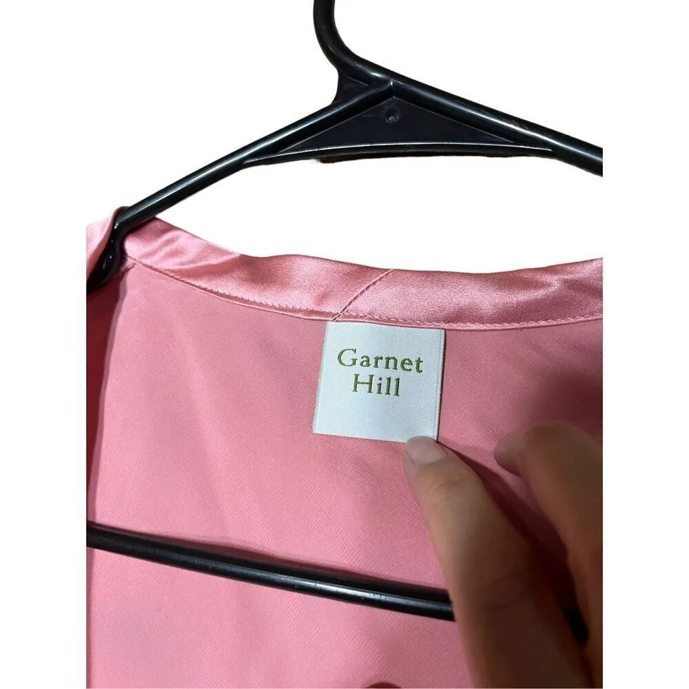 Garnet Hill Tunic 100%Silk Lace Trim‎ Sleeveless V-Neck Pink Top Size 12 - Image 5