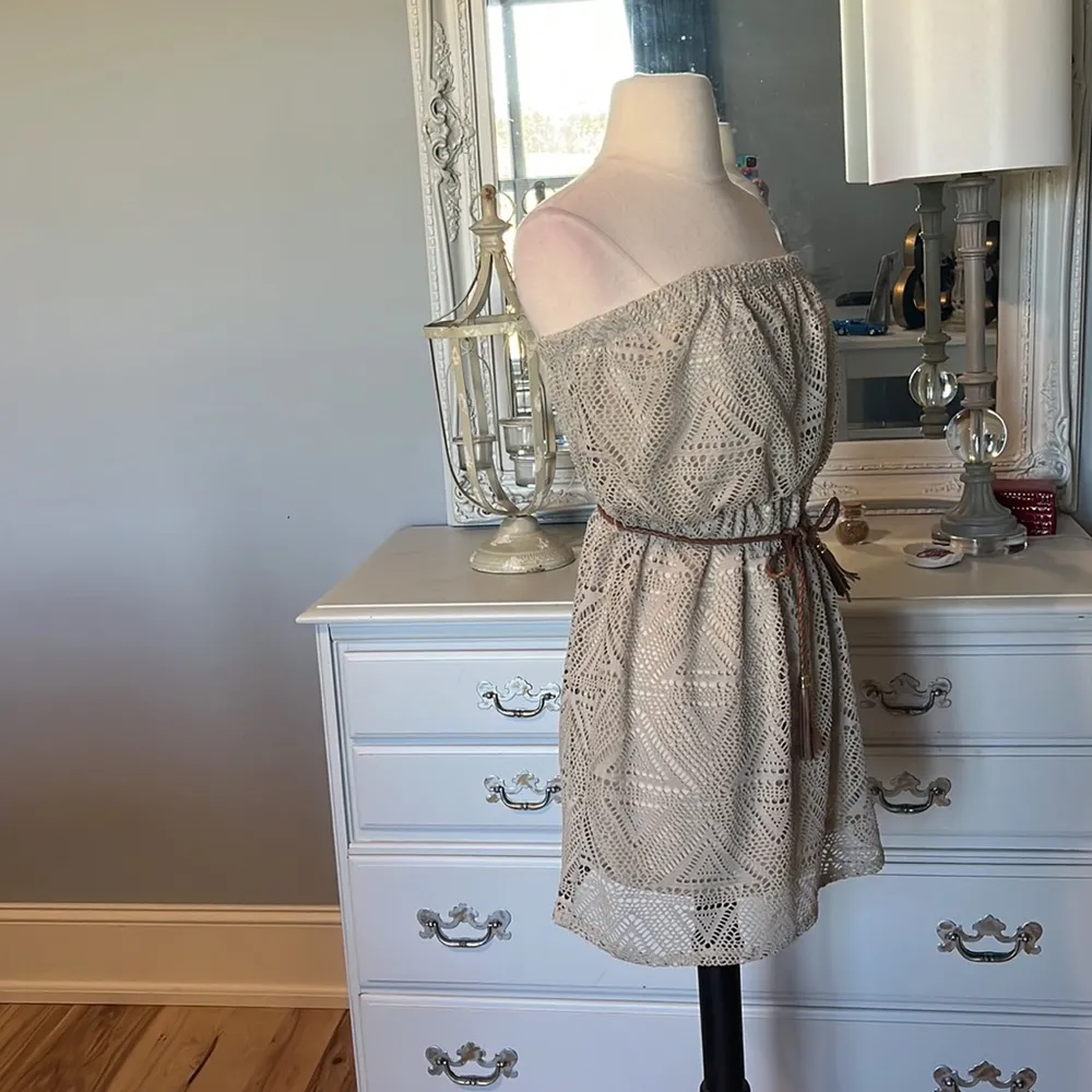 Strapless Dress Khaki Lace A Byer Womens M New Mini - Image 7