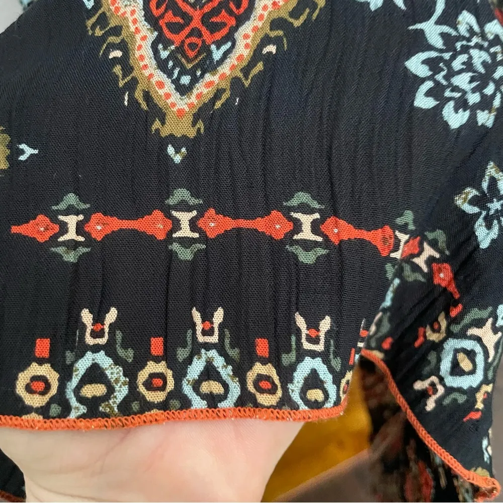 Coldwater Creek Maxi Dress Boho Bohemian Artsy Lagenlook Embroidered Black Red - Image 7