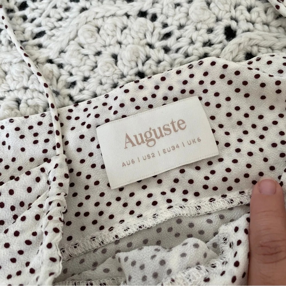 Auguste the Label Polka Dot Tie Front Tank Top Cami White/Brown (Size 2) White - Image 3