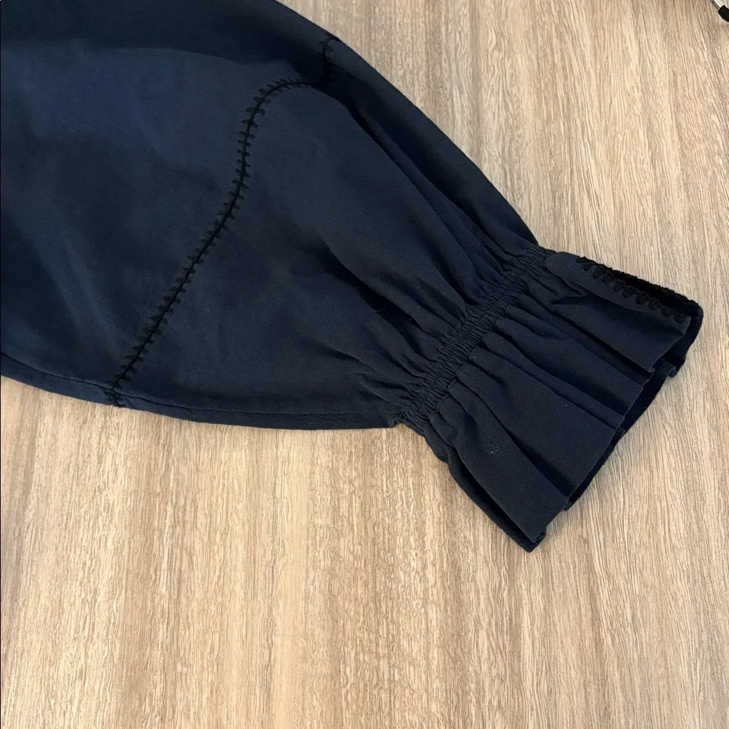 Apiece Apart Maria Mini Dress Puff Gathered Sleeves Women’s Size XS Navy Blue - Image 7