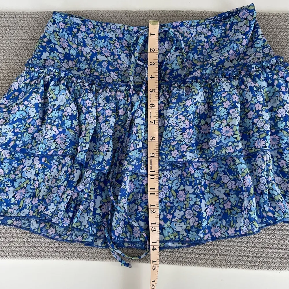 Wild Fable Blue Floral Flounce Ruffled Elastic Waist Mini Skirt Size Small - Image 6