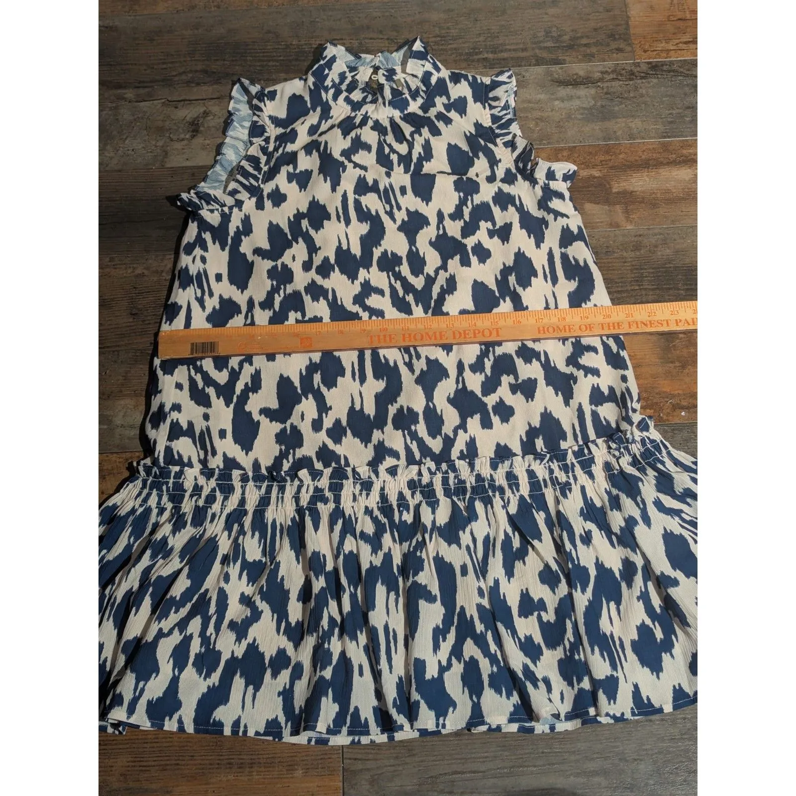 Pinch Women's Abstract Print Ruffle Trim Mock Neck Mini Dress - Image 5