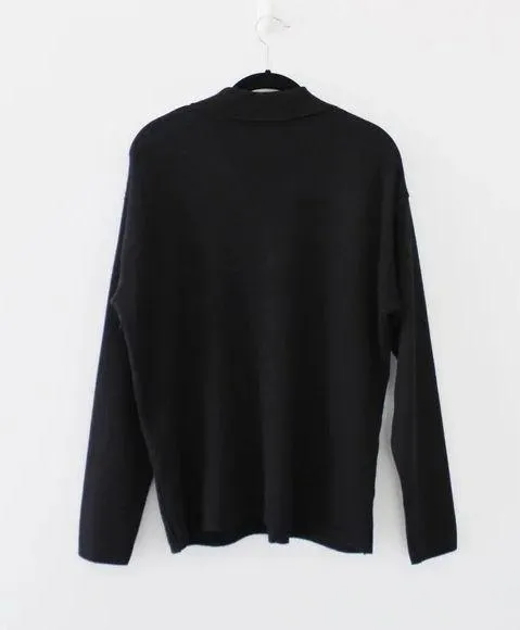 Vintage Wool Knit Polo Cardigan Sweater - Image 3