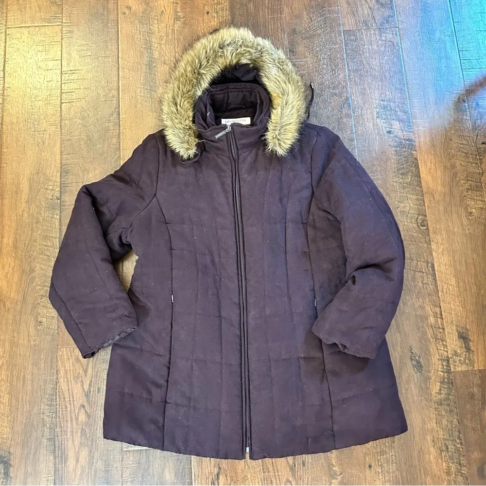 WOMAN, double zipper coat, detachable faux fur hood, plus size 1X - Image 7