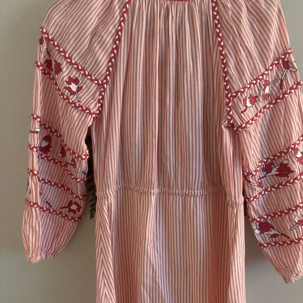 Misa Los Angeles Tasya Embroidered Pink and White Stripe Flowy Midi Dress - Image 7