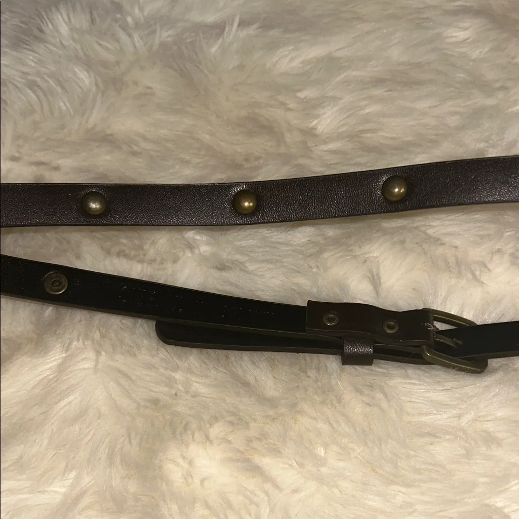 Black Leather Belt with Gold Buckle - Image 2