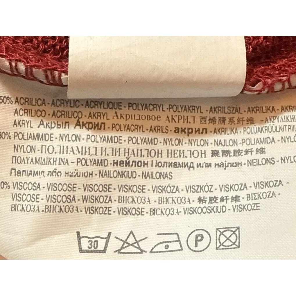 Y2K Rinascimento Babydoll Knit Top M Italian Ruffled Lace Trim Burgundy Red Bows Size M - Image 11