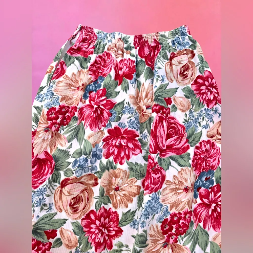 Vintage 1980s Russ Corduroy Light Pink Floral A - Image 4