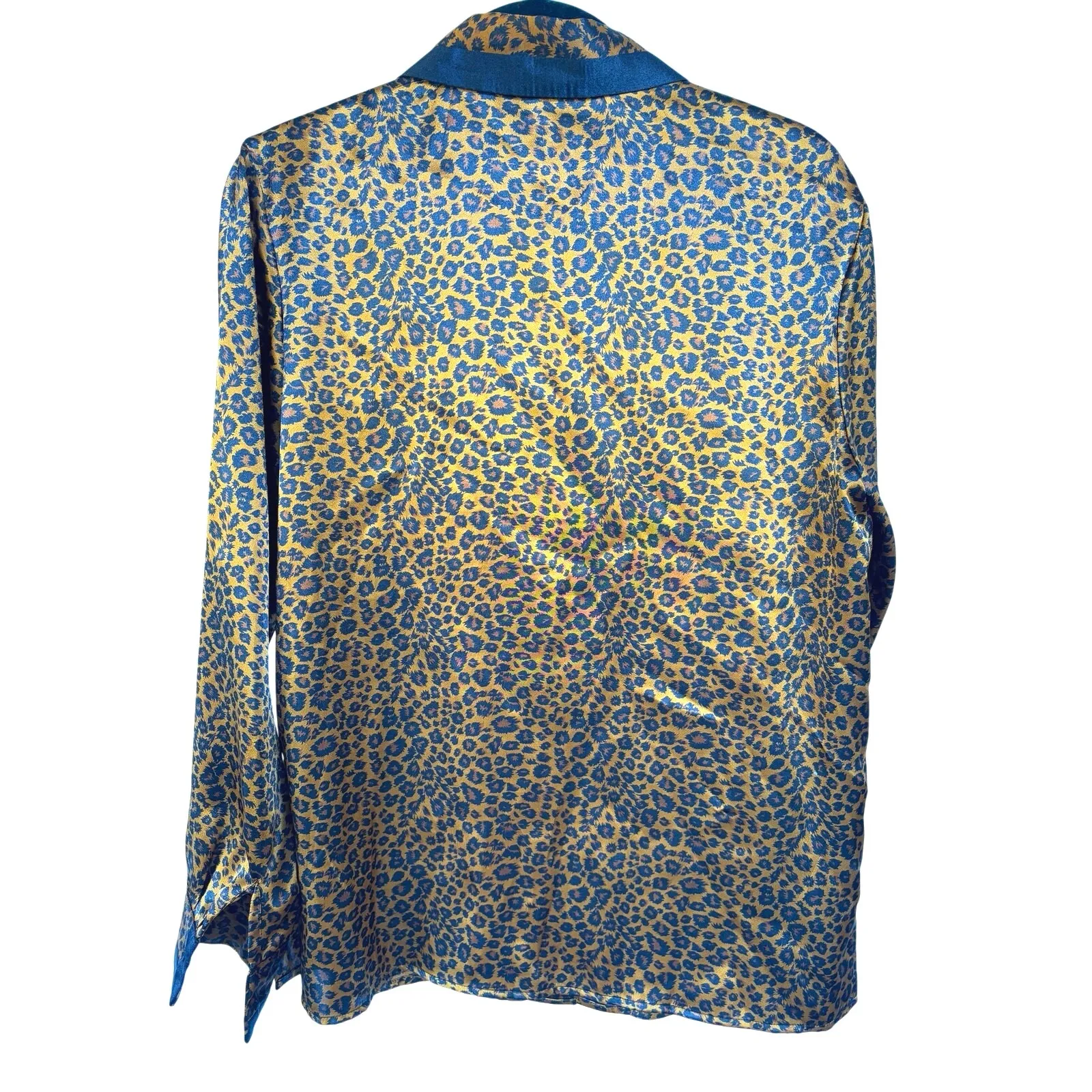 Milano Silky Leopard Blouse Animal Print Office Siren Collared Career Medium Brown - Image 5