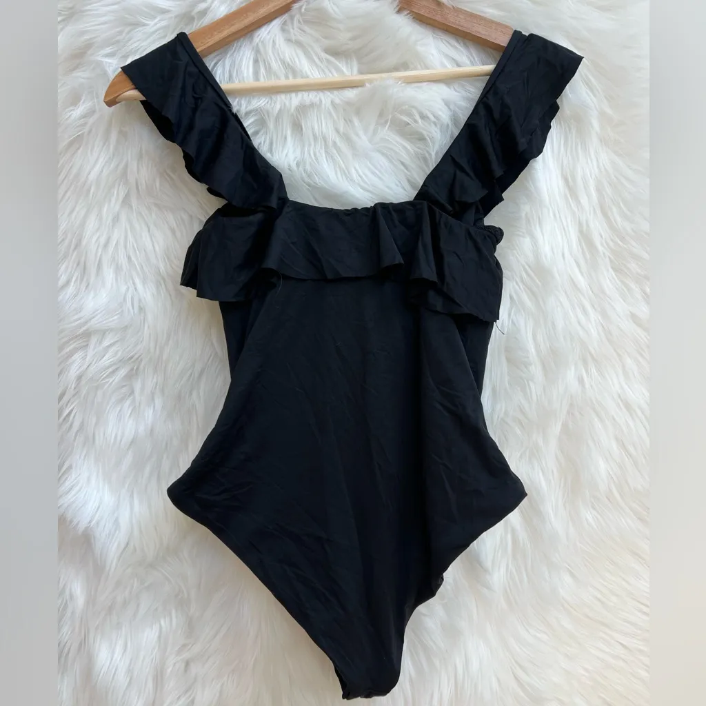 Eberjay NWOT Eberjey So Solid Jane Black Ruffled One-Piece Swimsuit size small - Image 7
