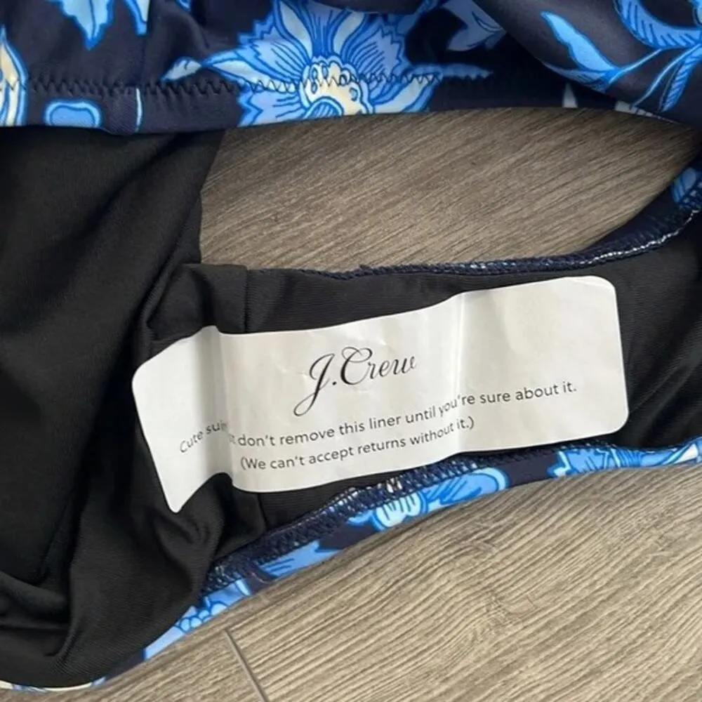 NWT J.Crew Floral Ruched One Shoulder Swimsuit BM459 24 Midnight Blue #2904 - Image 11