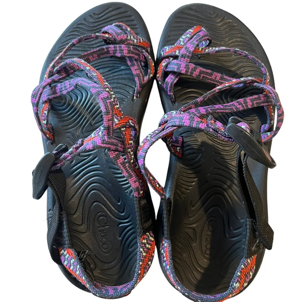 Chaco Z/2 1215 EcoTread Strappy Outdoors Sporty Purple Black Orange Sandals Sz 7 - Image 4