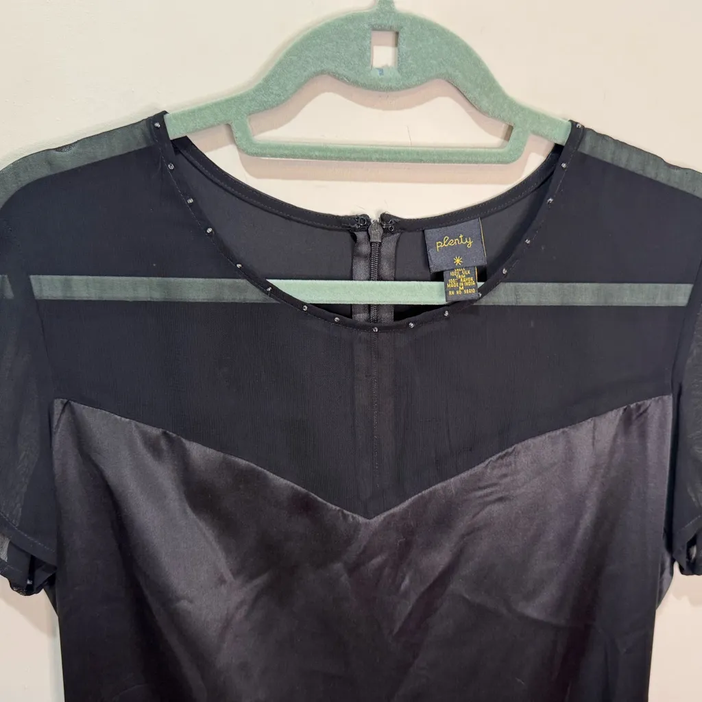 Plenty by Tracy Reese Silk Slip Dress S Midi Silk Dress‎ Romantic Black - Image 3