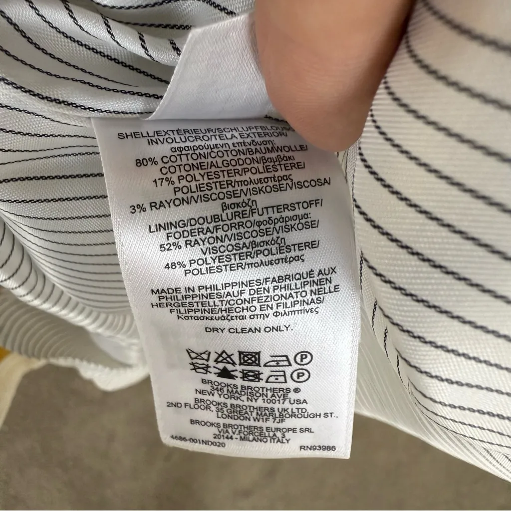 Brooks Brothers Cream Striped Sleeveless Sheath Mini Dress - Image 6