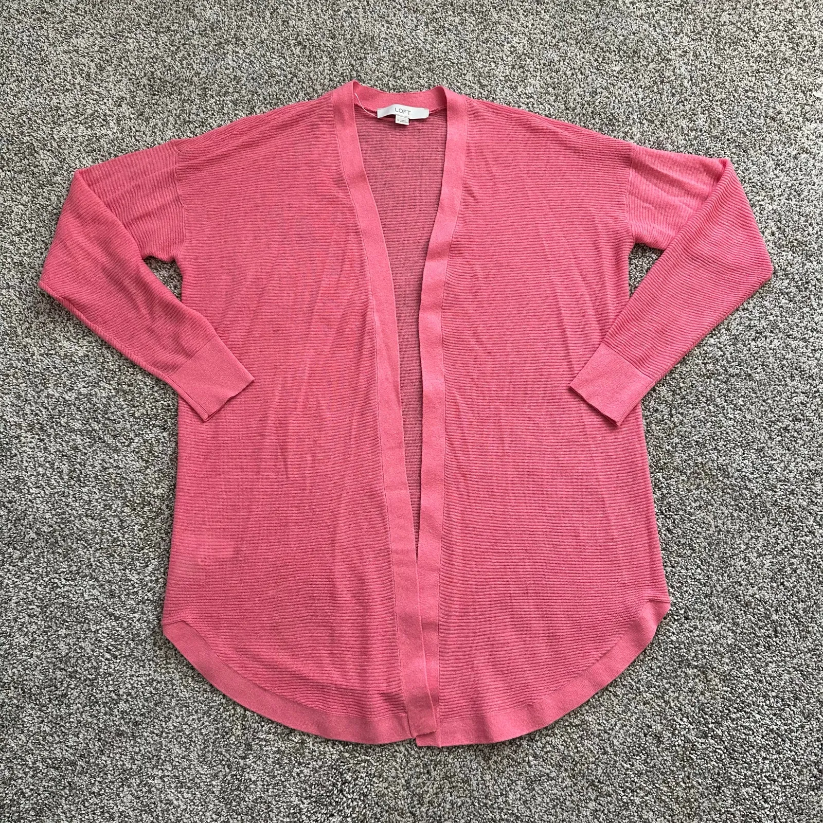 LOFT pink knit open-front cardigan size S - Image 5