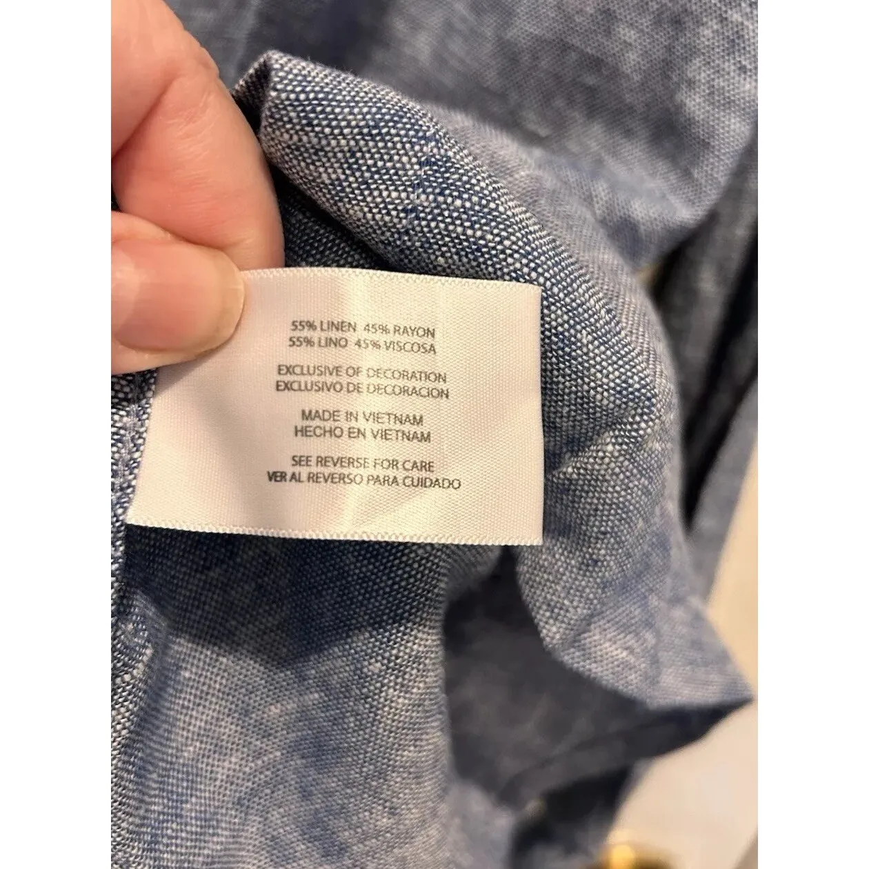 Gap Women's Blue Linen Blend Chambray Shirt Size Large Beach‎ Vacation Coastal - Image 8