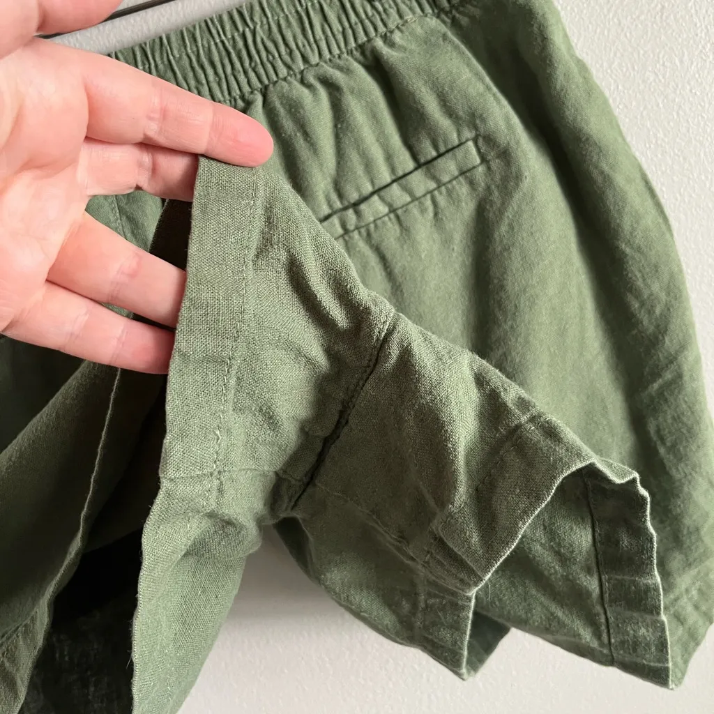 J.Crew Green Linen Blend Drawstring Shorts Size Medium Casual Relaxed Fit - Image 6