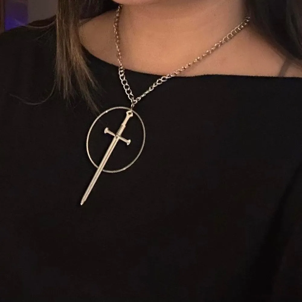 Silver Sword Chain Necklace - Image 5