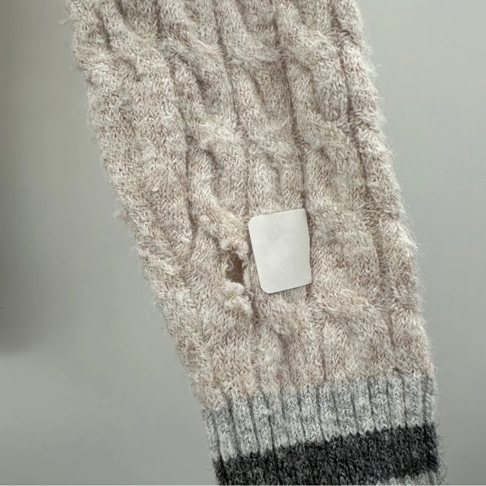 RTR Central Park West Bobbie Cream Long‎ Sleeve Cable Knit Polo Sweater Sz XS - Image 9