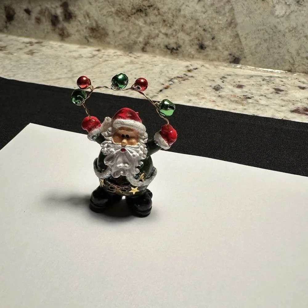Christmas Holiday Santa Claus With Bells Brooch Pin - Image 8