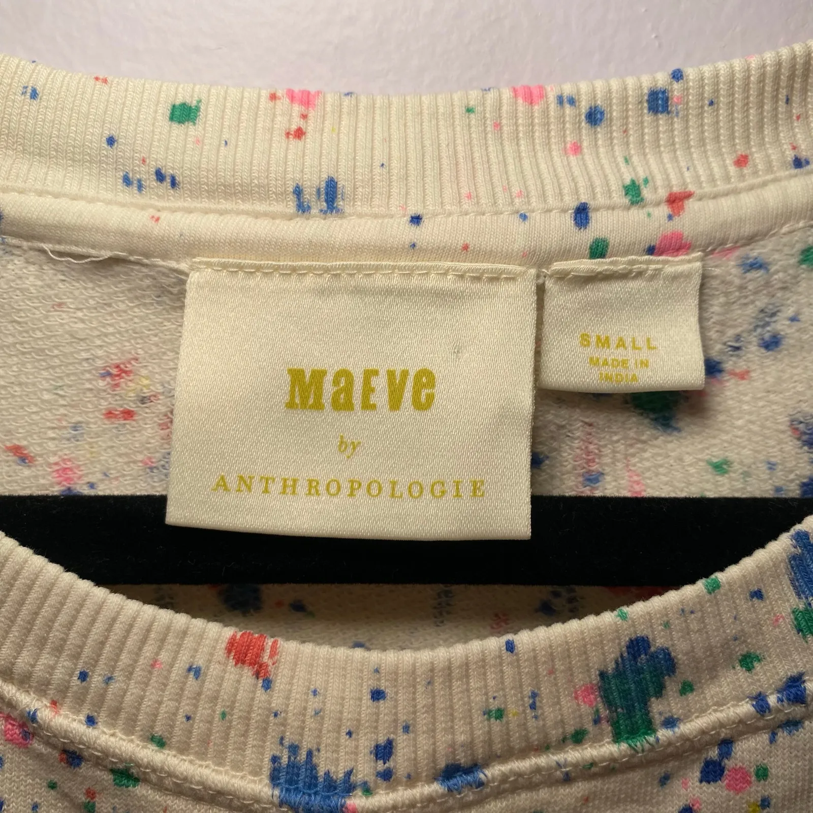 Maeve Anthropologie Jamie Paint Speckled Colorful Crewneck Pullover Cotton Small - Image 3