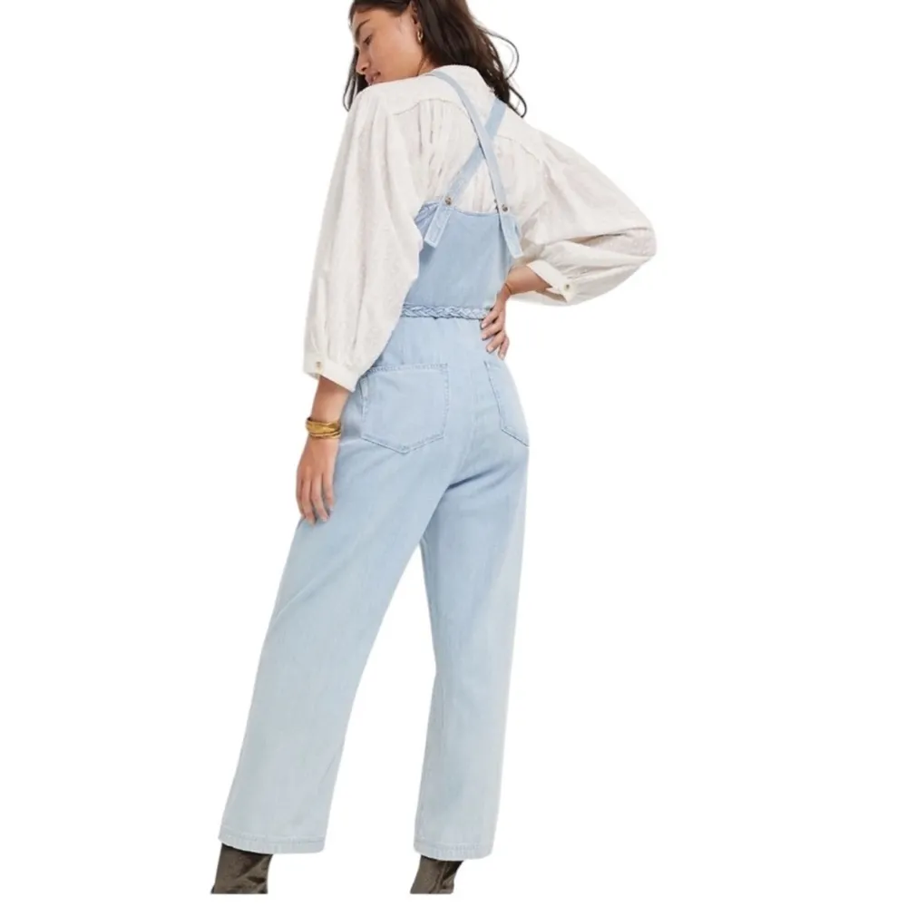 Anthropologie Paige Celia Cropped Denim Wide-Leg Jumpsuit Size S - Image 2