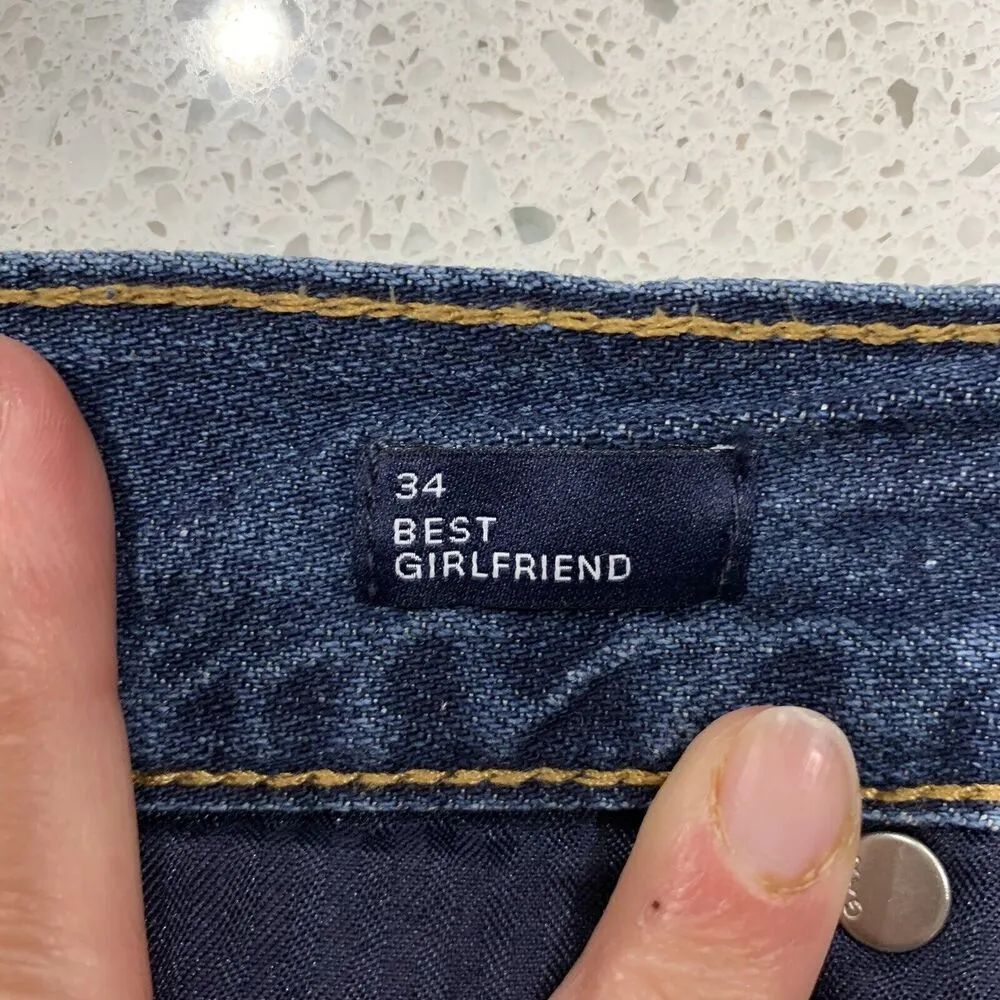 Gap Denim Plus 34 Best Girlfriend Jeans Distress High Rise Dark Indigo Women’s - Image 4