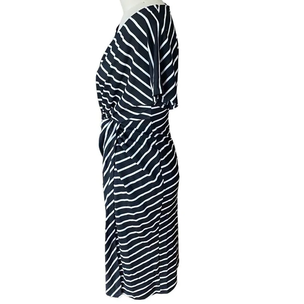 NWT ~ Black & White Striped Twist Front Short Sleeve Dress by A NEW DAY ~ SMALL - Image 5